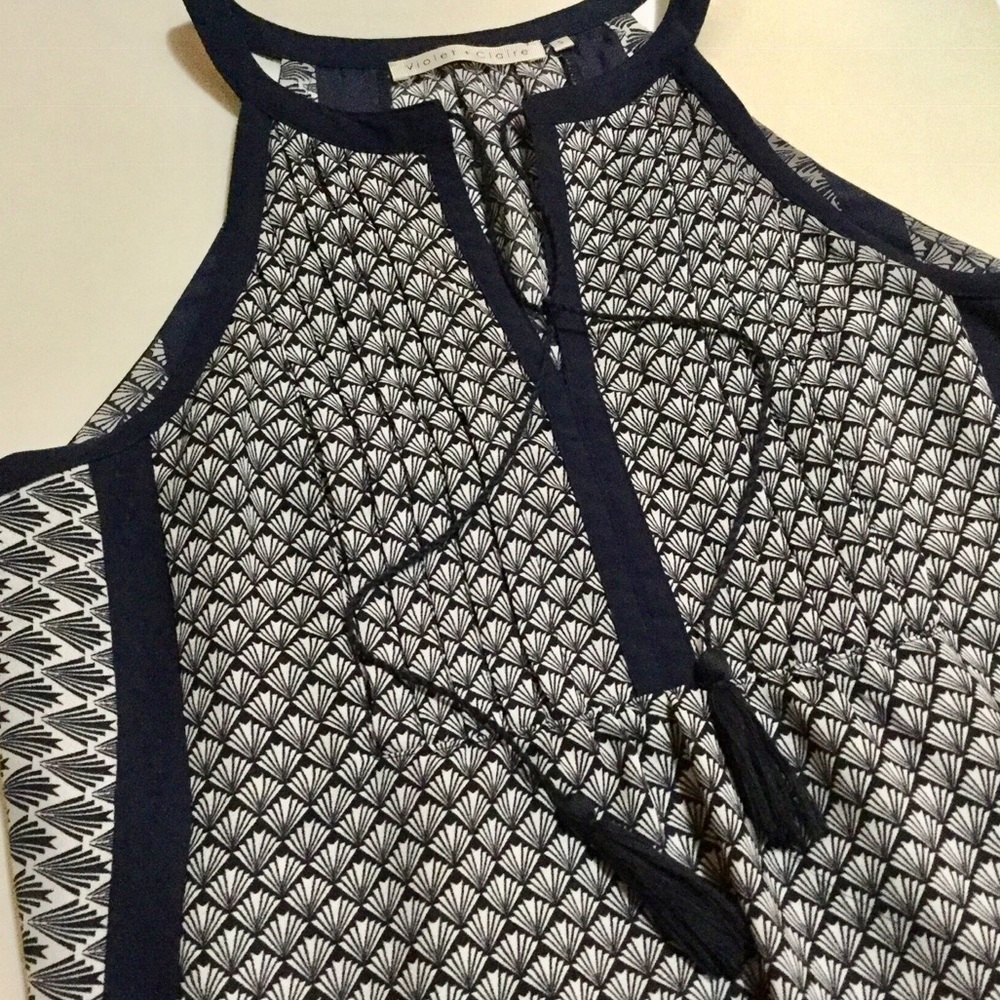 Violet + Claire Boho Scallop Tassel Top